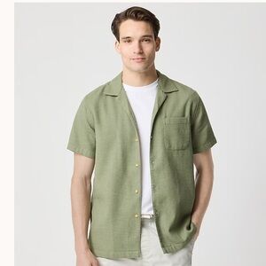 NWOT j crew heather topiary Short-sleeve waffle dobby camp shirt